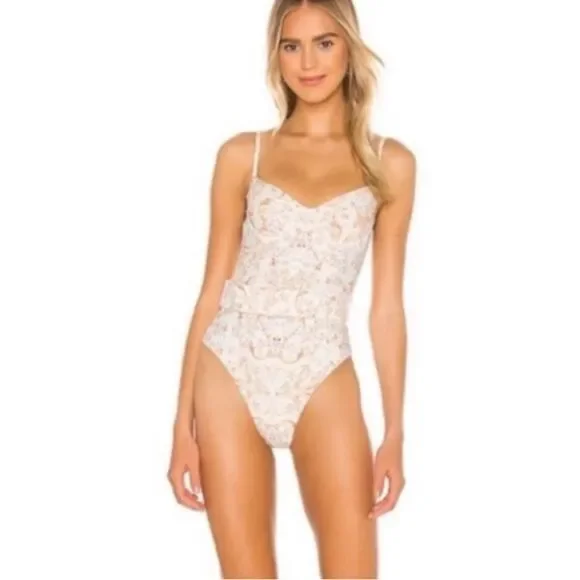 NWT WeWoreWhat Danielle One Piece Swim Suit Cream Size XS